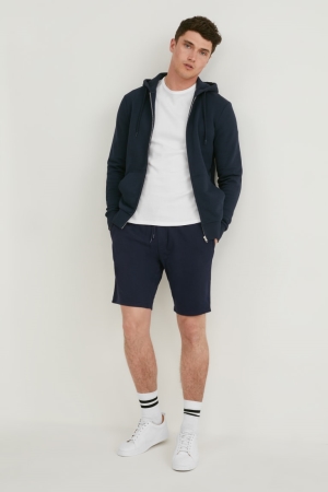C&A Sweat Organic Katoenen Korte Broek Heren Donkerblauw | 6843ATIUY