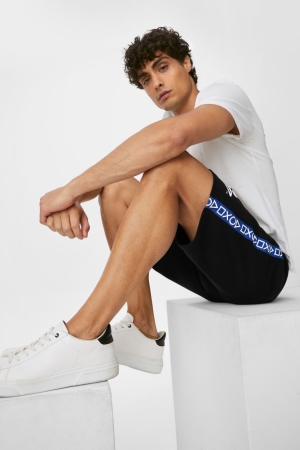 C&A Sweat Organic Katoenen Playstation Korte Broek Heren Zwart | 5287KWOBS