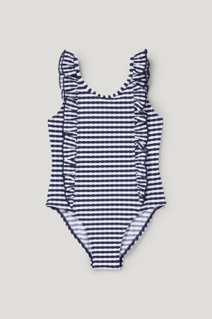 C&A Swimsuit Lycra® Xtra Life™ Gestreept Zwemkleding Meisjes Blauw Wit | 3450KHFZR