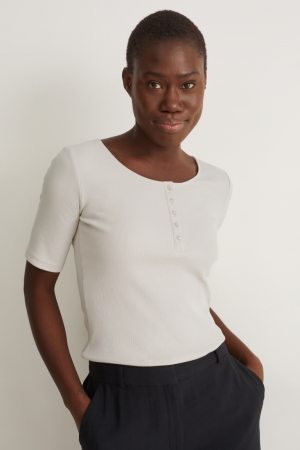 C&A T-shirts Dames Lichtgrijs | 4319HOWUD
