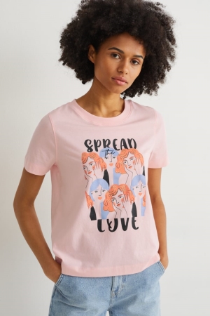 C&A T-shirts Dames Roze | 1475HLCKE