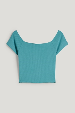 C&A T-shirts Dames Turquoise | 4236ZJSFT