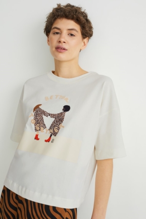 C&A T-shirts Dames Wit | 1580BEJMF