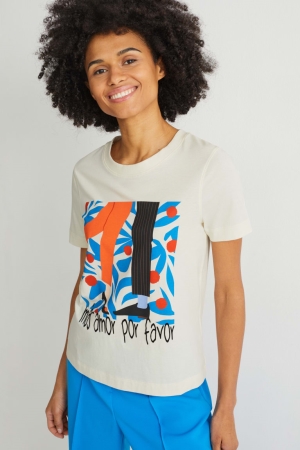 C&A T-shirts Dames Wit | 2671YVCUE