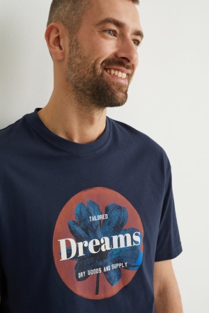 C&A T-shirts Heren Donkerblauw | 1940BYWJQ