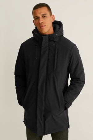 C&A Technical Parka With Hood Recycled Jassen Heren Zwart | 1067GVHQZ