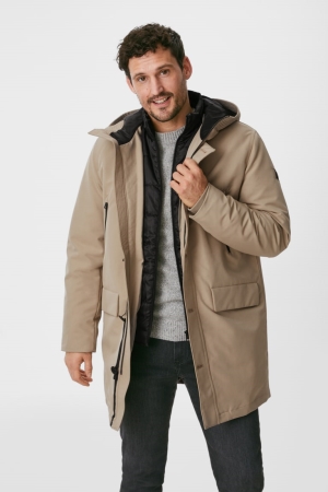 C&A Technical Parka With Hood Recycled Jassen Heren Beige | 2398GMJNI
