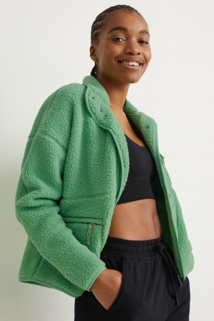C&A Teddy Fur Hoodie Dames Lichtgroen | 2807JVMTX