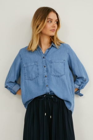 C&A Tencel™ Blouse Dames Blauw | 3520ZSQPY