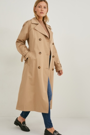 C&A Trench Jassen Dames Grijs Bruin | 8905MPLIK