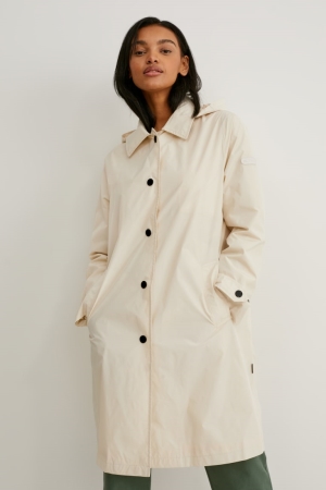 C&A Trench With Hood Bionic-finish®eco Jassen Dames Creme | 0928QZETM