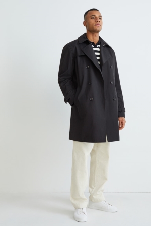 C&A Trench With Recycled Nylon Jassen Heren Zwart | 7859CMUZQ