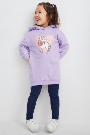 C&A Unicorn Set With Hood And Leggings Jurken Meisjes Lichtpaars | 6097ACEOT