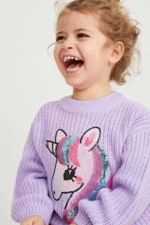C&A Unicorn Shiny Jumpers Meisjes Lichtpaars | 7036ZYSUH
