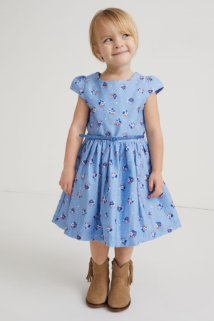 C&A With Belt Floral Jurken Meisjes Lichtblauw | 5713XOAQE