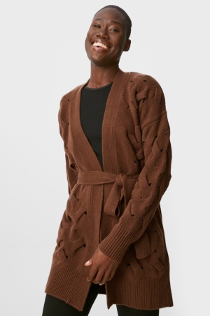 C&A With Cashmere Recycled Italian Yarn Cardigan Dames Donkerbruin | 5132NZBGL