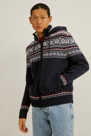 C&A With Hood Recycled Cardigan Heren Donkerblauw | 1678KTWZB