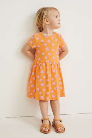 C&A With Recycled Katoenen Patterned Jurken Meisjes Oranje | 9473PXELW
