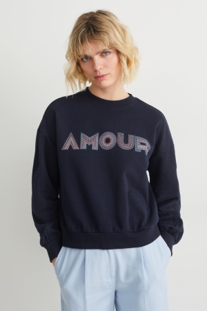 C&A With Recycled Polyester Sweatshirts Dames Donkerblauw | 0467CDQUF