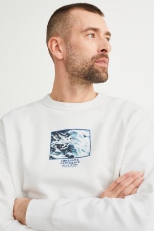 C&A With Recycled Polyester Sweatshirts Heren Wit | 6543ZRHGP