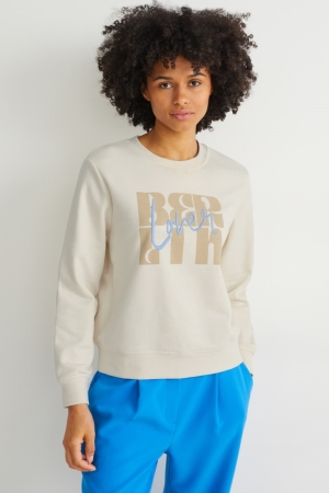 C&A With Recycled Polyester Sweatshirts Dames Wit | 9076ZFRWH