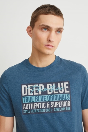 C&A With Recycled Polyester T-shirts Heren Donkerblauw | 9260LQHZY