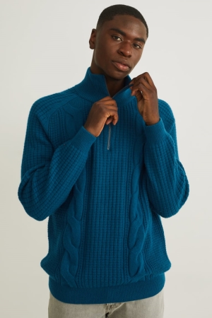 C&A Wol Blend Recycled Jumpers Heren Donkerturquoise | 7316EAOQK