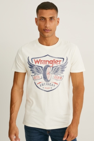 C&A Wrangler T-shirts Heren Wit | 4326RVZQF