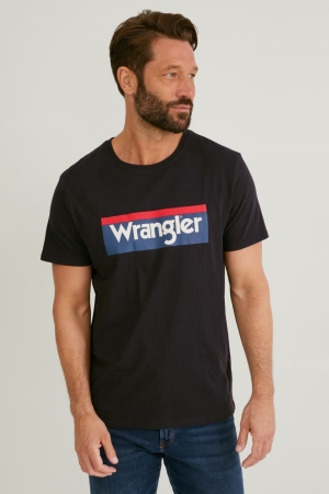C&A Wrangler T-shirts Heren Zwart | 1025EGHBZ