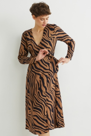 C&A Wrap Lenzing™ Ecovero™ Patterned Jurken Dames Bruin | 9327FCNXS
