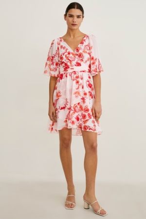 C&A Wrap Recycled Floral Jurken Dames Roze | 0598FEWDR