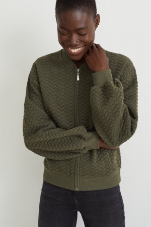 C&A Zip-through Sweatshirts Dames Donkergroen | 8754JHNVX