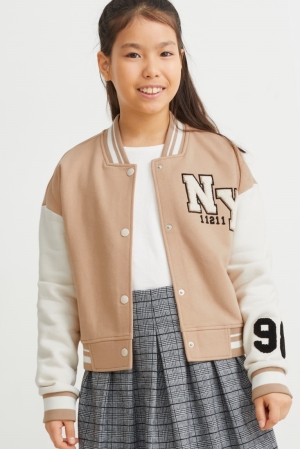 C&A Zip-through Sweatshirts Meisjes Beige | 9253UIAYM