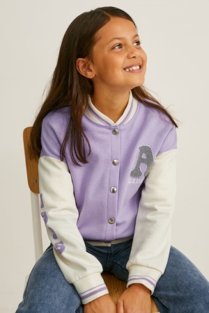 C&A Zip-through Sweatshirts Meisjes Lichtpaars | 1042UVJCA