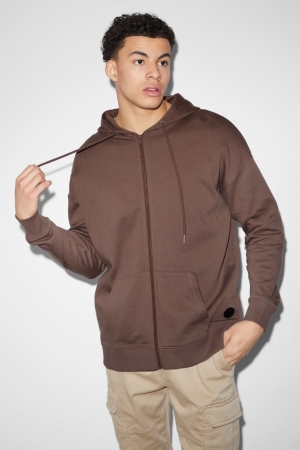 C&A Zip-through With Hood Sweatshirts Heren Koffie | 0347DPZRF