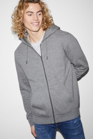 C&A Zip-through With Hood Sweatshirts Heren Lichtgrijs | 3185RTGHZ