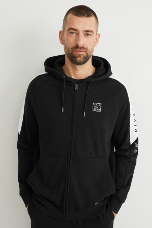 C&A Zip-through With Hood Sweatshirts Heren Zwart | 7624LCDBM