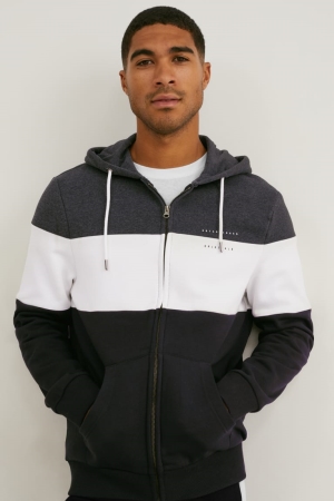 C&A Zip-through With Hood Sweatshirts Heren Donkergrijs | 9764OAWLK